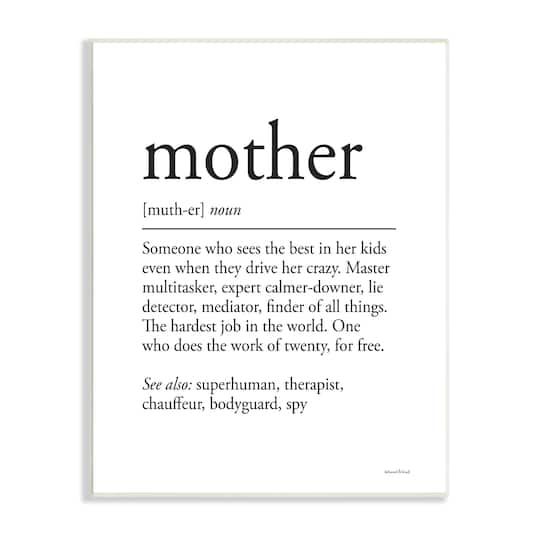 Stupell Industries Mother Definition Funny Motivational Phrase Superhuman Synonym Wall Plaque Art